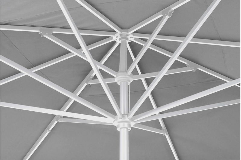 Solino staanparasol in wit aluminium met grijs sunbrella® parasoldoek - L1 400 x L2 400 cm (zonder voet)