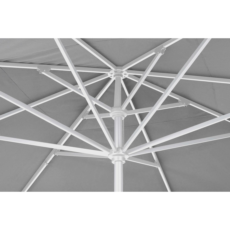 Parasol droite Solino en aluminium blanc avec toile de parasol en sunbrella® gris - Larg 1 400 x Larg 2 400 cm (sans pied de parasol)