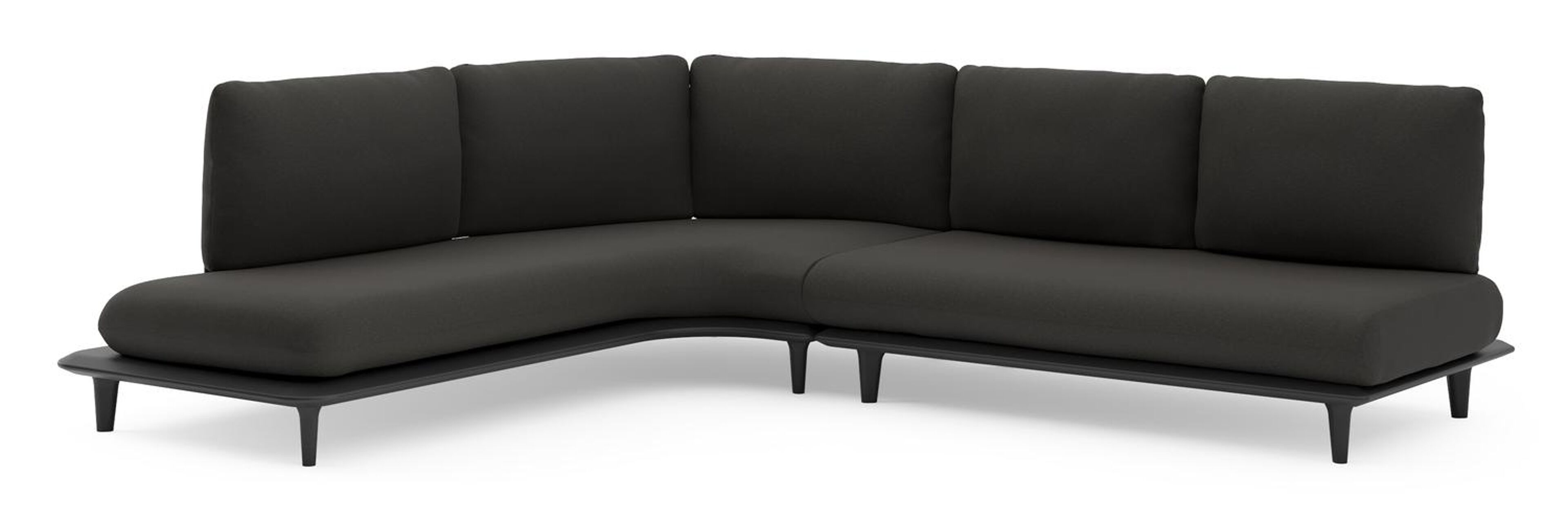 Bomero loungehoek in zwart aluminium met heritage char all weather sunbrella® luxe kussen