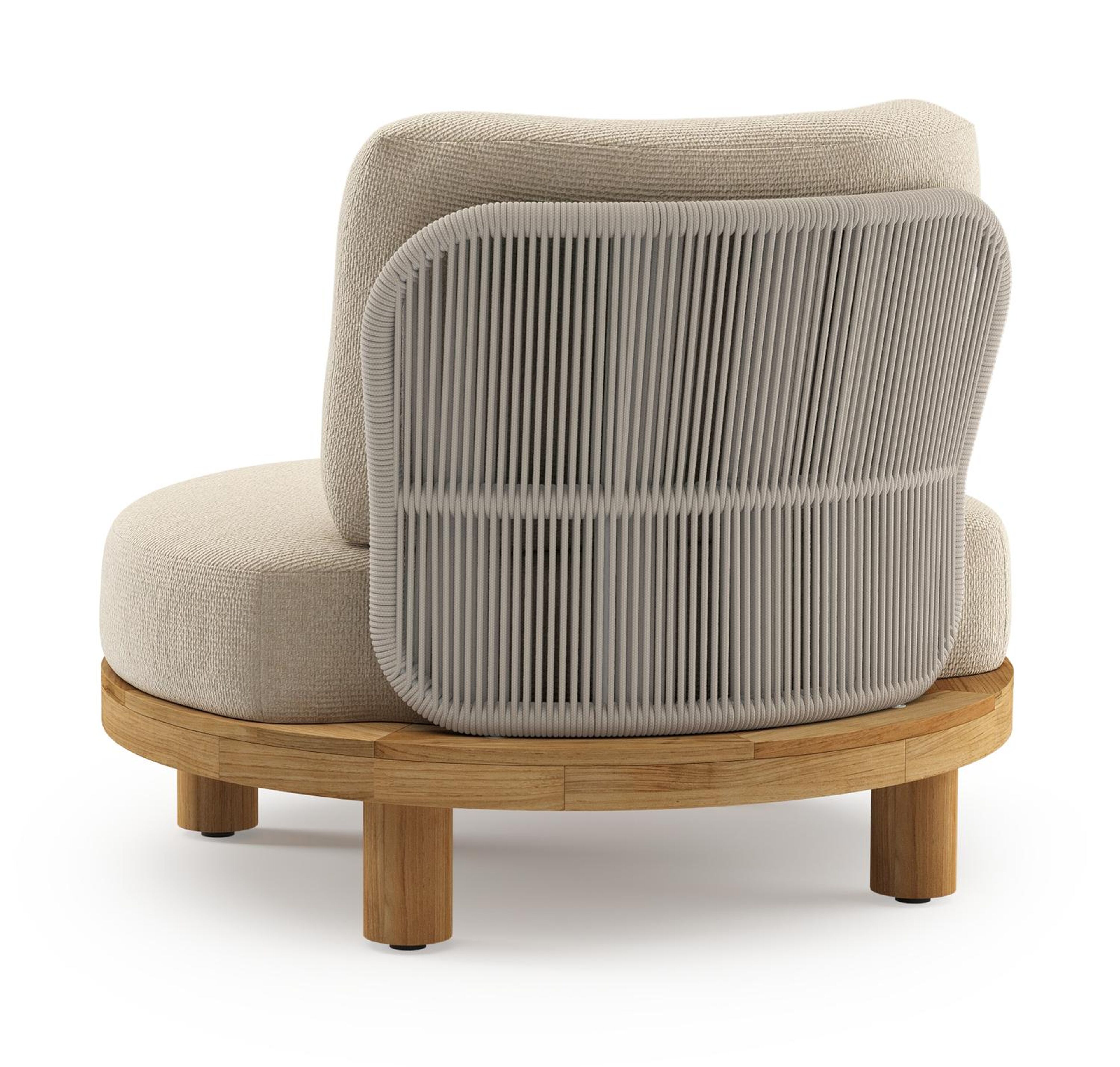 Donato loungestoel 1-zit in teak met althea chalk all weather Casettica kussen