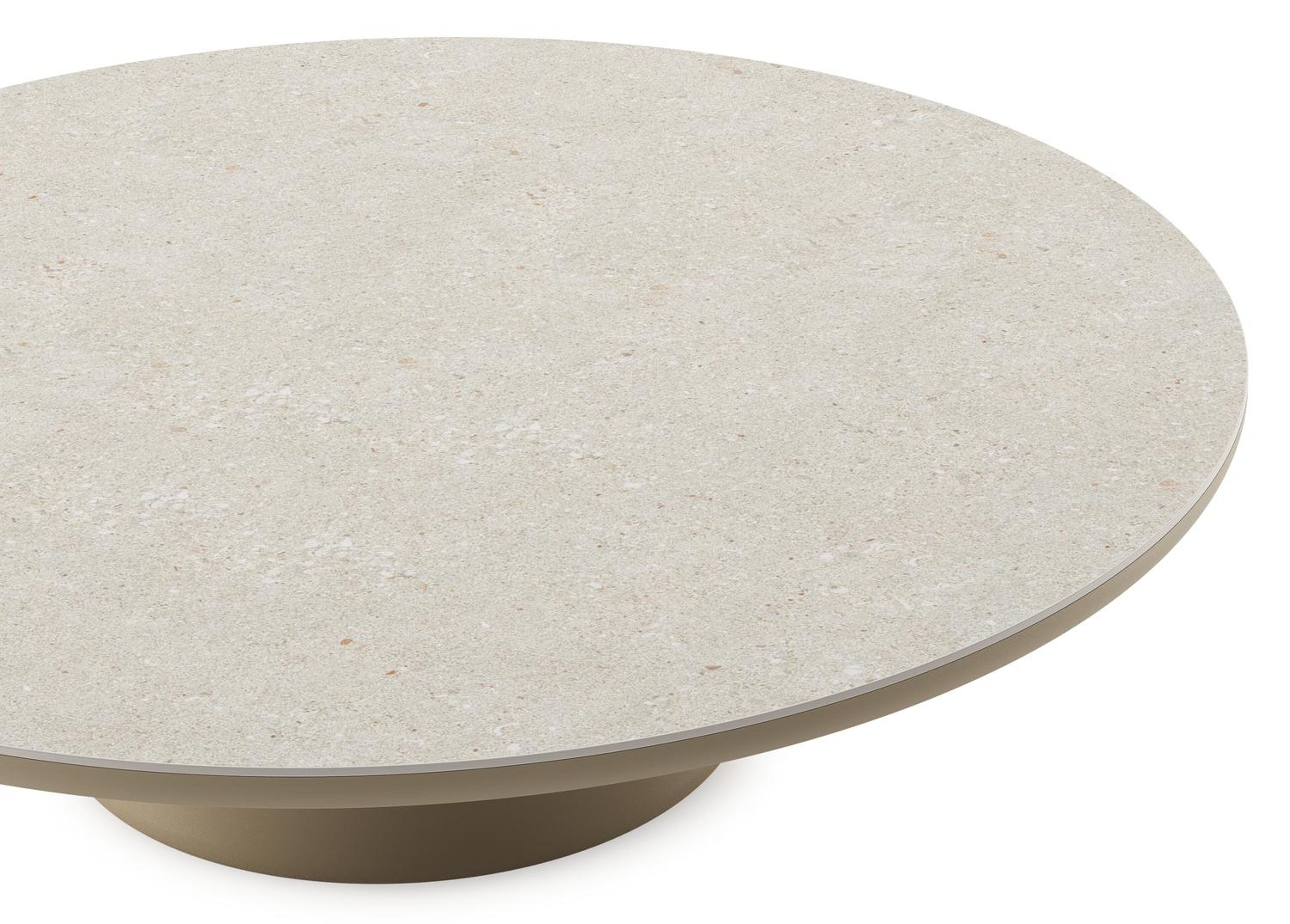 Amico loungetafel rond in beige aluminium en volkeramiek Shilin - Dia. 110 x H 28 cm