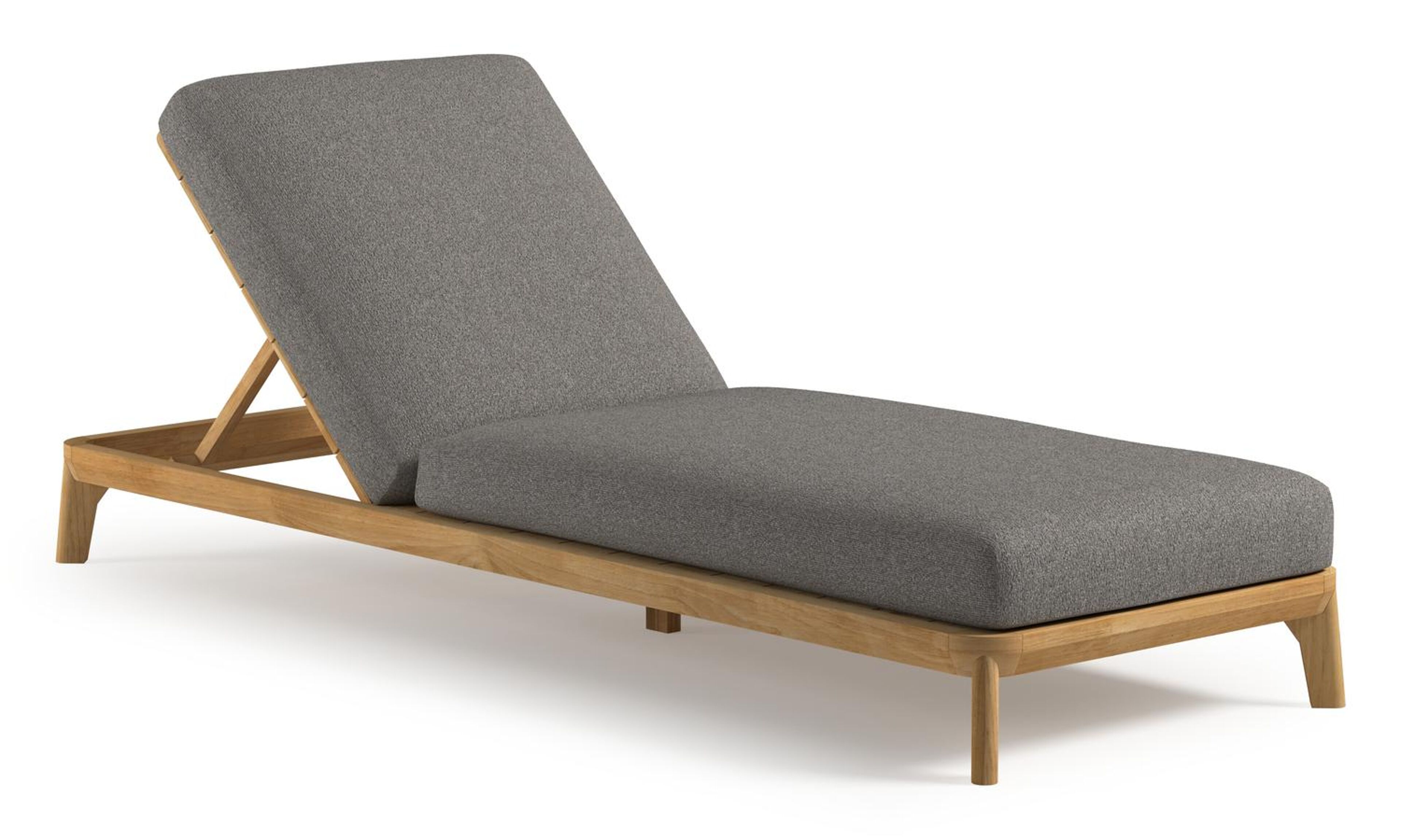 Orso verstelbaar ligbed in teak met tundra charcoal all weather Sunbrella® luxe kussen