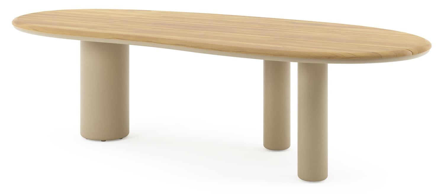 Amico tuintafel organisch in beige aluminium en teak - L 280 x B 120 x H 73.5 cm