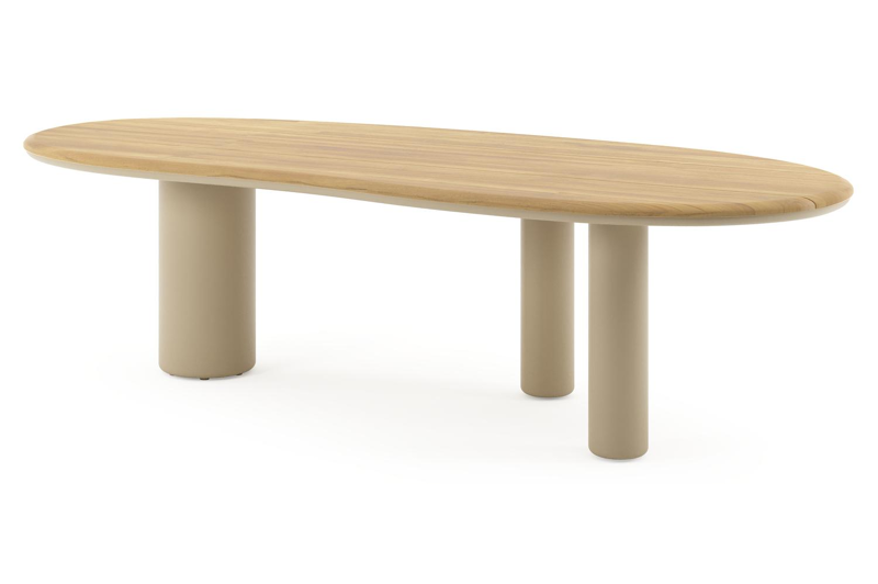 Amico tuintafel organisch in beige aluminium en teak - L 280 x B 120 x H 73.5 cm