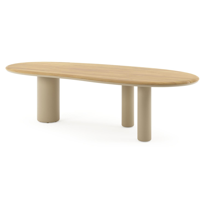 Amico tuintafel organisch in beige aluminium en teak - L 280 x B 120 x H 73.5 cm