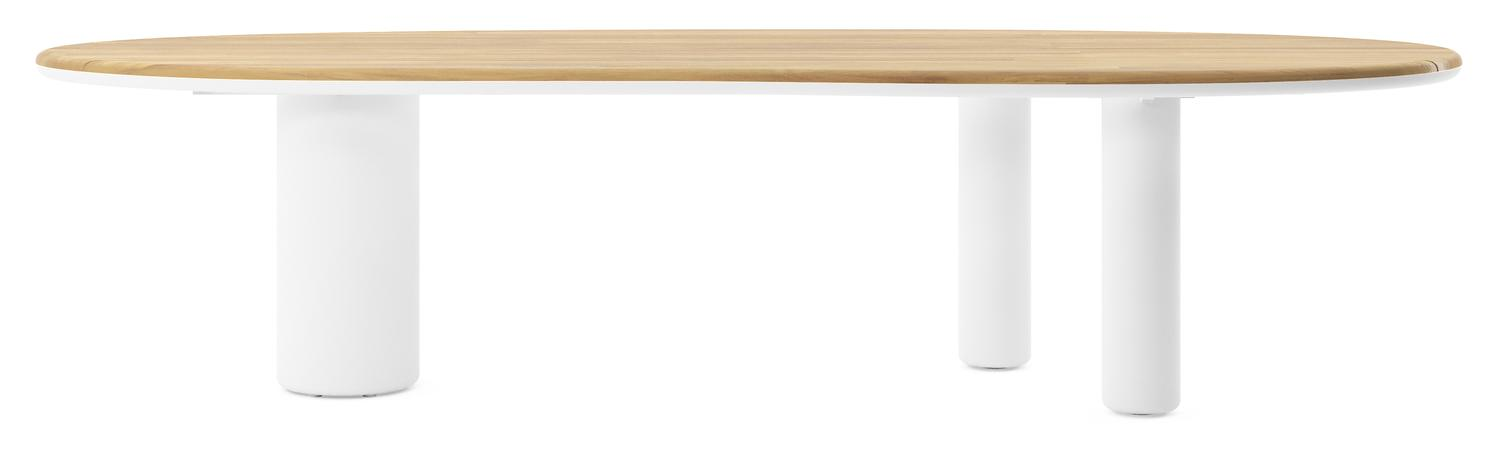 Amico tuintafel organisch in wit aluminium en teak - L 320 x B 120 x H 73.5 cm
