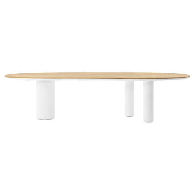 Amico tuintafel organisch in wit aluminium en teak - L 320 x B 120 x H 73.5 cm