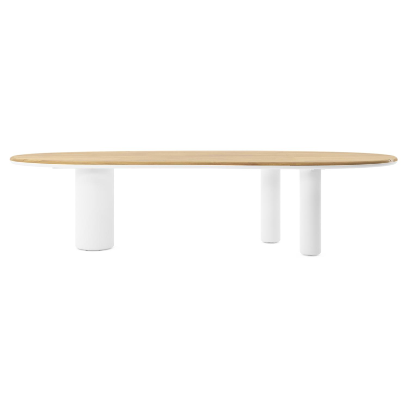 Amico tuintafel organisch in wit aluminium en teak - L 320 x B 120 x H 73.5 cm