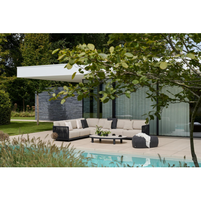 Donato loungetafel in zwart aluminium en volkeramiek shilin - L 151 x B 90 x H 25 cm