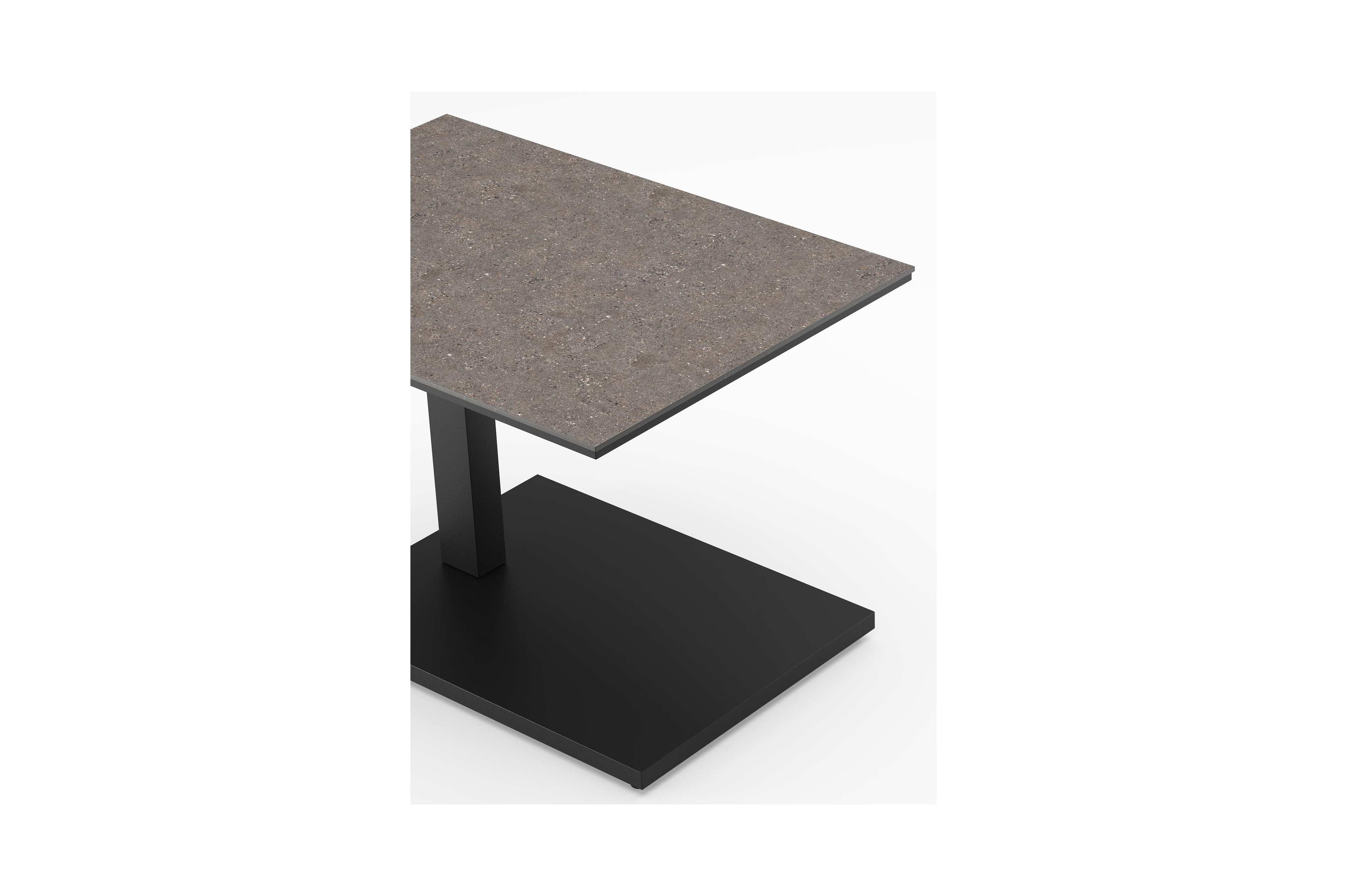 Cirello pop-up bijzettafel in zwart aluminium en wulong volkeramiek - L 70 x B 80 x H 66 cm