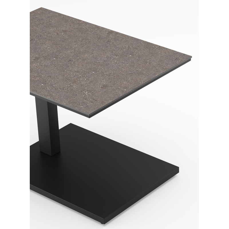Table d'appoint Cirello Pop-up en aluminium noir et céramique pleine wulong - Lg. 70 x Lrg. 80 x Haut. 66 cm