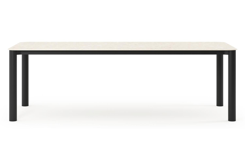 Orso tuintafel rechthoekig afgerond in zwart aluminium en volkeramiek Retrostone - L 240 x B 100 x H 73.5 cm