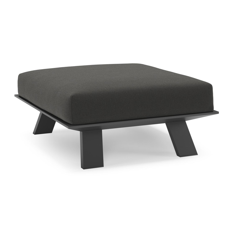 Cesano poef in zwart aluminium met natte sooty all weather Sunbrella® luxe kussen