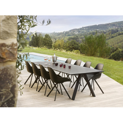 Cesano tuinstoel in zwart aluminium en zwart kunststof