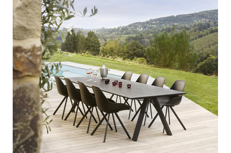 Chaise de jardin Cesano in aluminium noir et matière synthétique noir