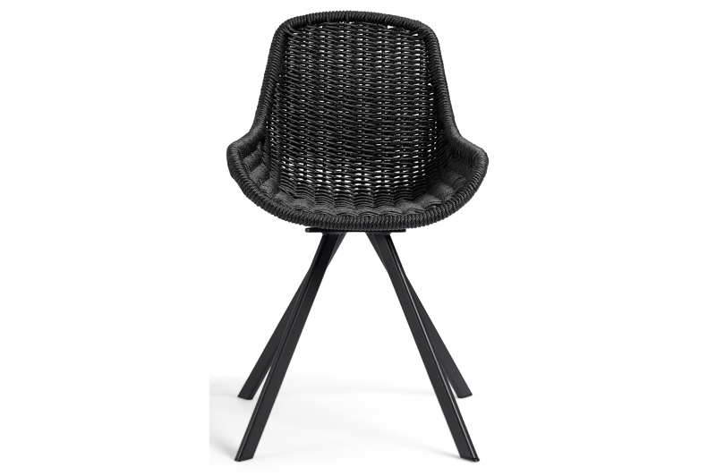 Cesano tuinstoel in zwart aluminium en zwart wicker