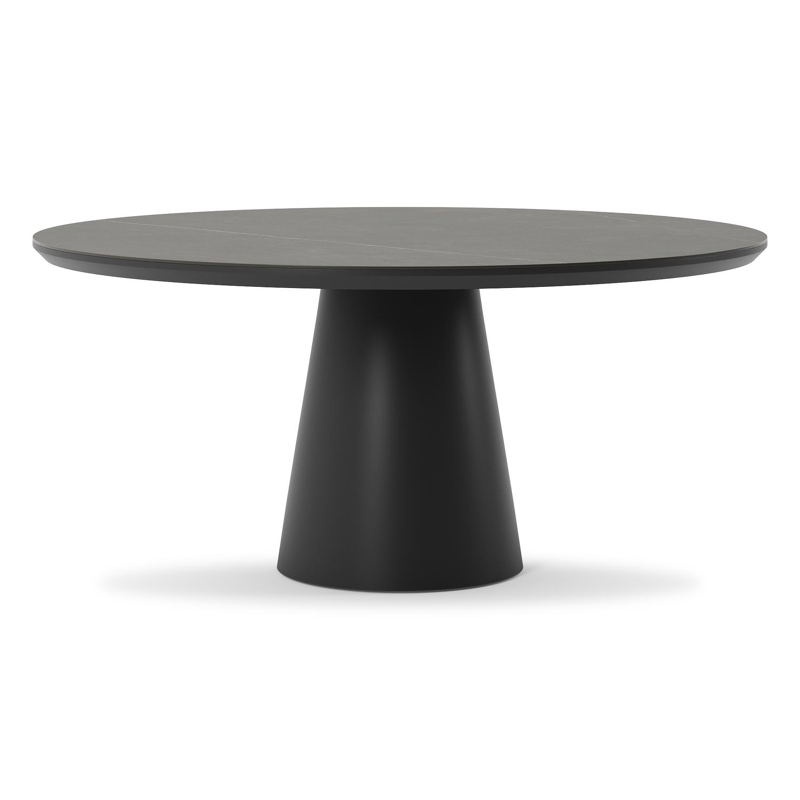 Table de jardin Donato en aluminium noir et céramique pleine calatorao - Dia. 148 x H 76 cm