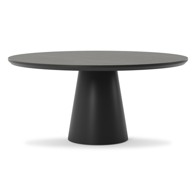 Table de jardin Donato en aluminium noir et céramique pleine calatorao - Dia. 148 x H 76 cm