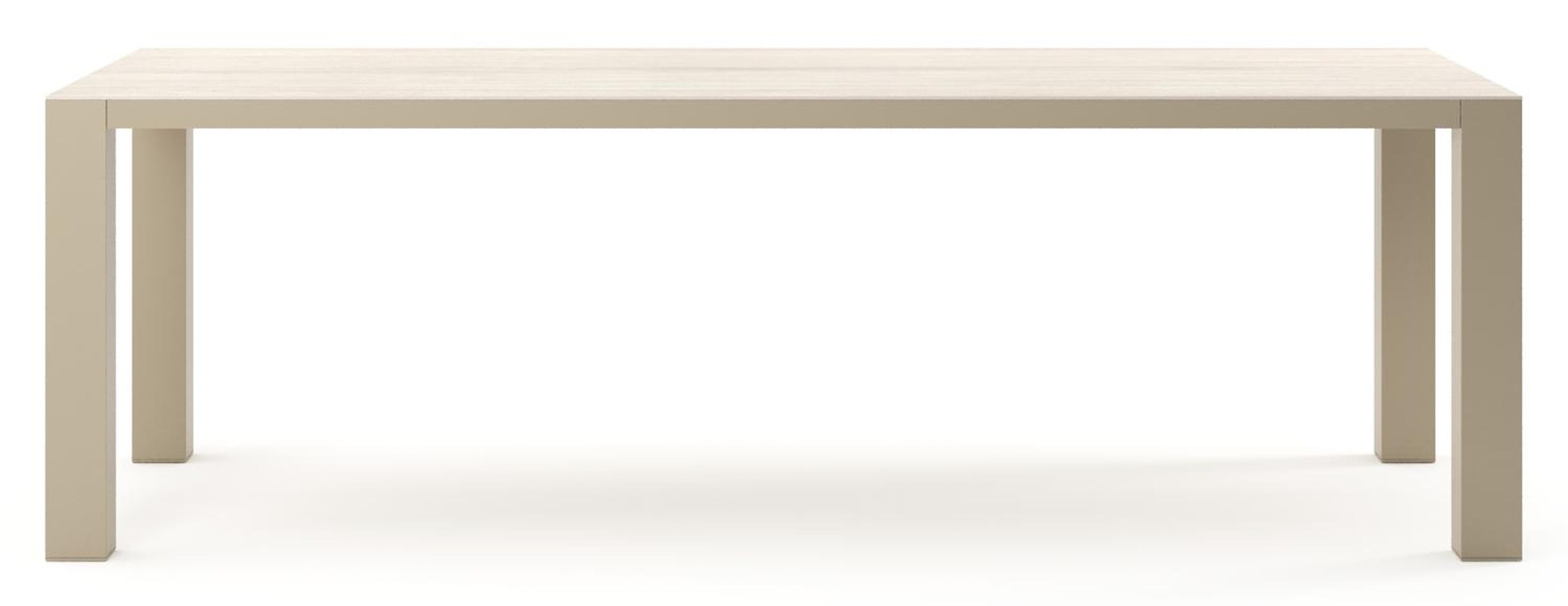 Table de jardin Nano rectangulaire en aluminium beige et céramique pleine Travertino Bianco - Lg. 240 x Lrg. 100 x Haut. 75 cm