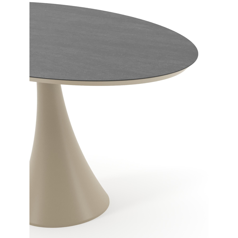 Fano tuintafel ovaal in beige aluminium en volkeramiek Basalt Black - L 140 x B 80 x H 74.5 cm