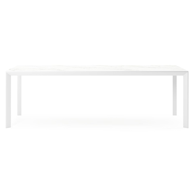 Table de jardin Malito en aluminium blanc et céramique pleine calacatta - Lg 240 x Larg. 100 x H 75 cm