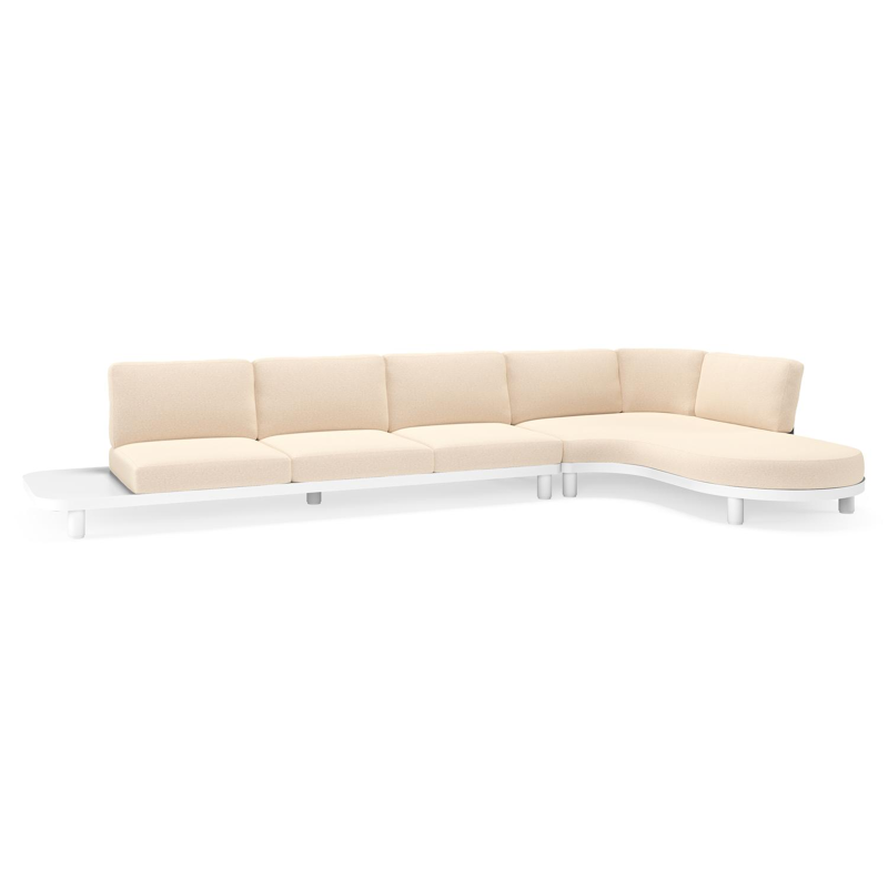 Donato loungehoek in wit aluminium met all weather sunbrella® luxe Heritage Papyrus kussen