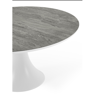 Fano tuintafel rond in wit aluminium en volkeramiek Aspen Grey - Dia. 148 x H 75 cm