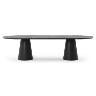 Table de jardin Donato en aluminium noir et céramique pleine aspen grey - Lg 300 x Larg. 110 x H 74 cm