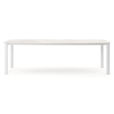 Orso tuintafel bootvorm in wit aluminium en volkeramiek Taj Mahal - L 255 x B 115 x H 74.5 cm