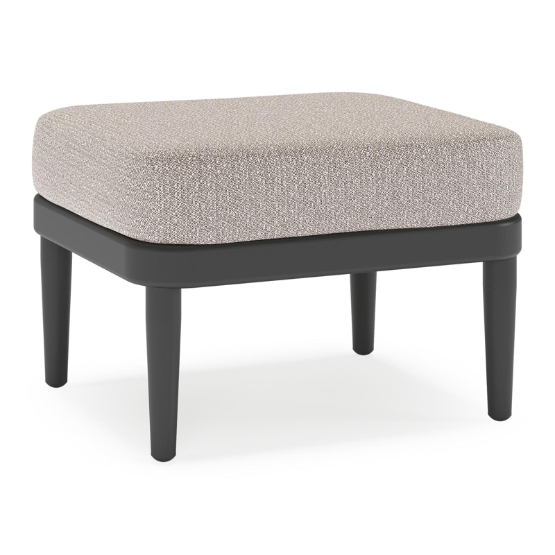 Pouf Orso en aluminium noir et coussins en all weather sunbrella® luxe Wander Granite