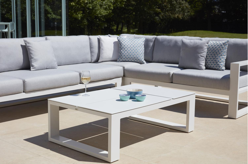 Table basse Verato en aluminium blanc - Lg 120 x larg. 80 x H 39,5 cm