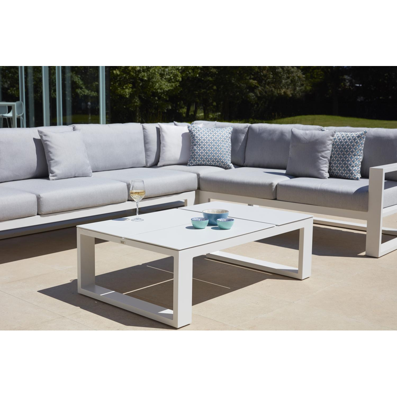 Table basse Verato en aluminium blanc - Lg 120 x larg. 80 x H 39,5 cm