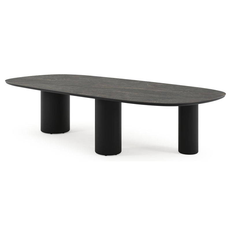 Amico tuintafel bombo xl in zwart aluminium en volkeramiek Black Obsession - L 320 x B 148 x H 73.5 cm