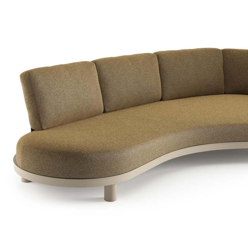 Donato loungebank in beige aluminium met madagascar walnut all weather cosytica kussen