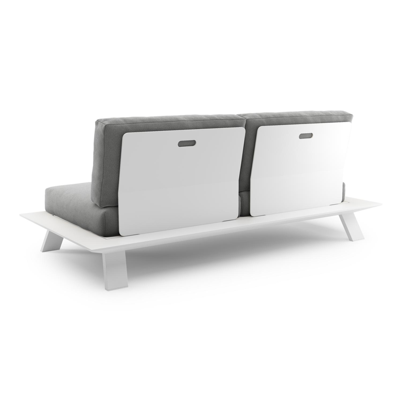 Cesano loungebank in wit aluminium met savane grey all weather Sunbrella® luxe kussen