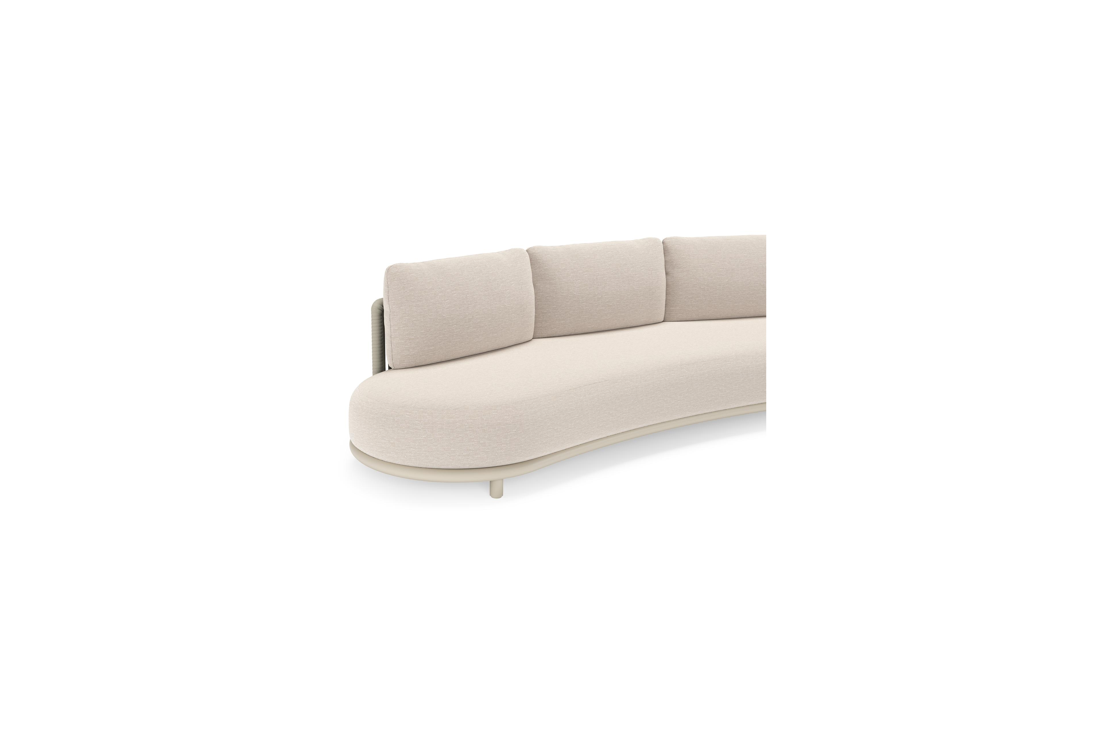 Salon de jardin Lomano en aluminium beige et corde luxe plate tissÃ©e verticalement beige et coussins en all weather sunbrellaÂ® luxe Slow Farafra