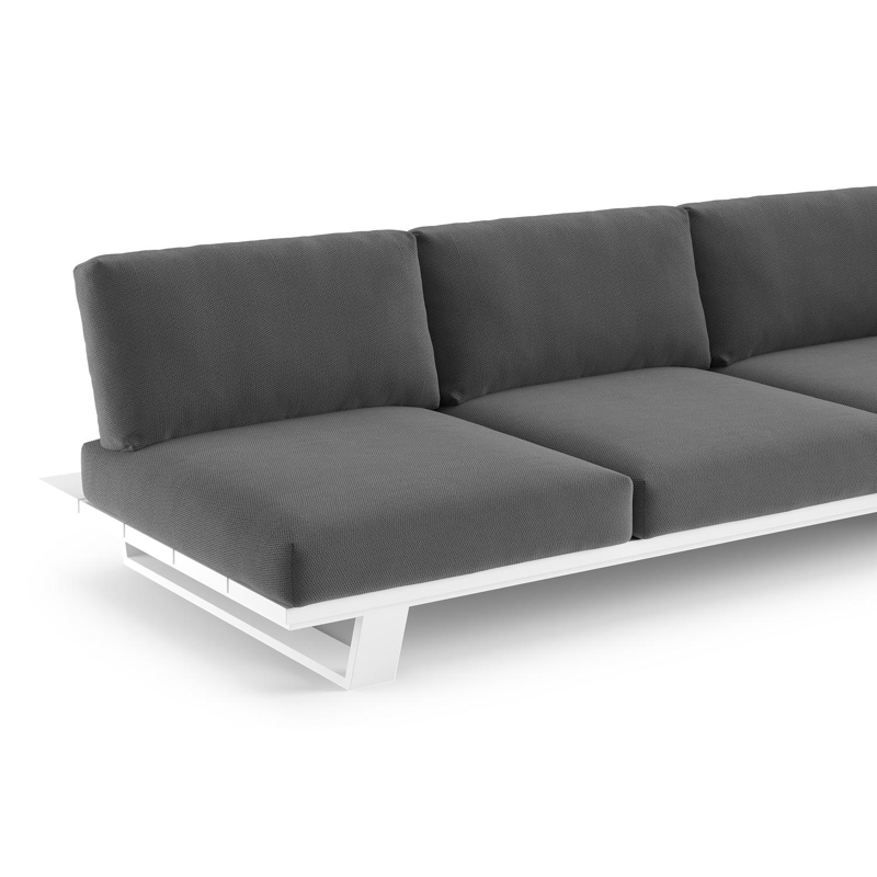 Pagino loungebank in wit aluminium met lopi shadow all weather sunbrella® luxe kussen