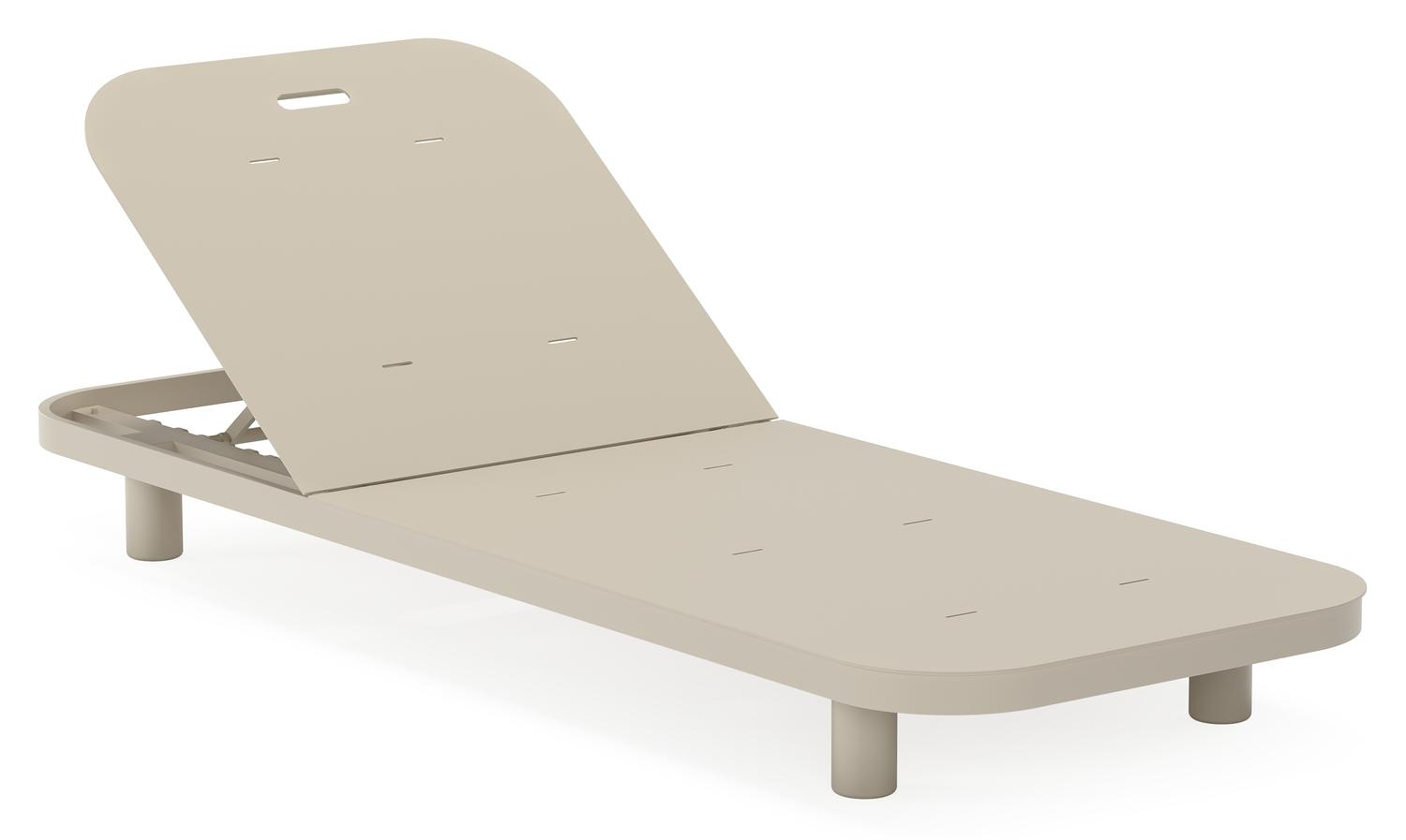 Chaise longue réglable Donato en aluminium beige avec All Weather Sunbrella® luxe chartres pewter coussin