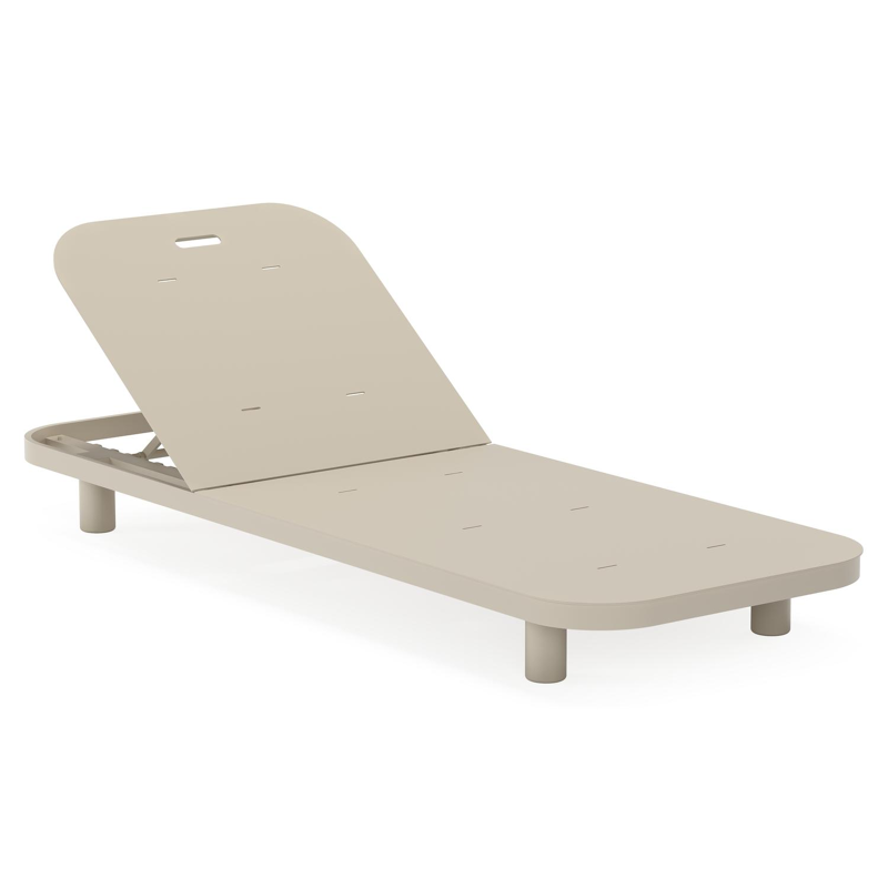 Chaise longue réglable Donato en aluminium beige avec All Weather Sunbrella® luxe savane tornado coussin