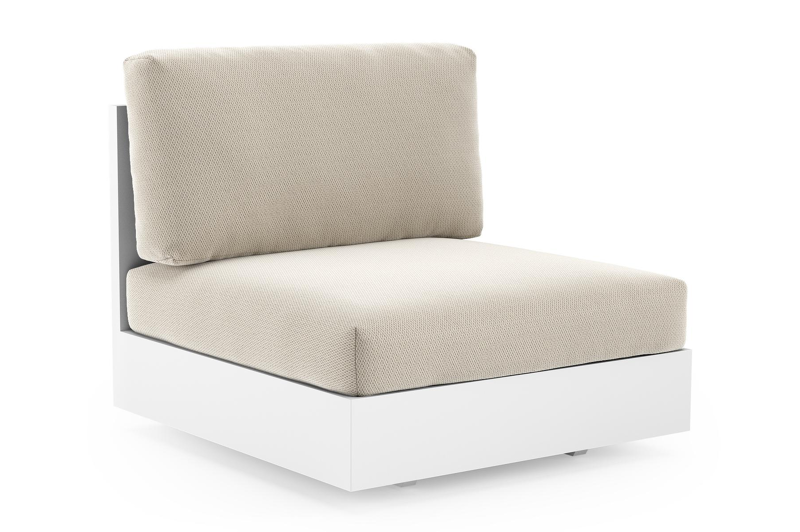 Como loungestoel in wit aluminium met lopi marble all weather sunbrella® luxe kussen