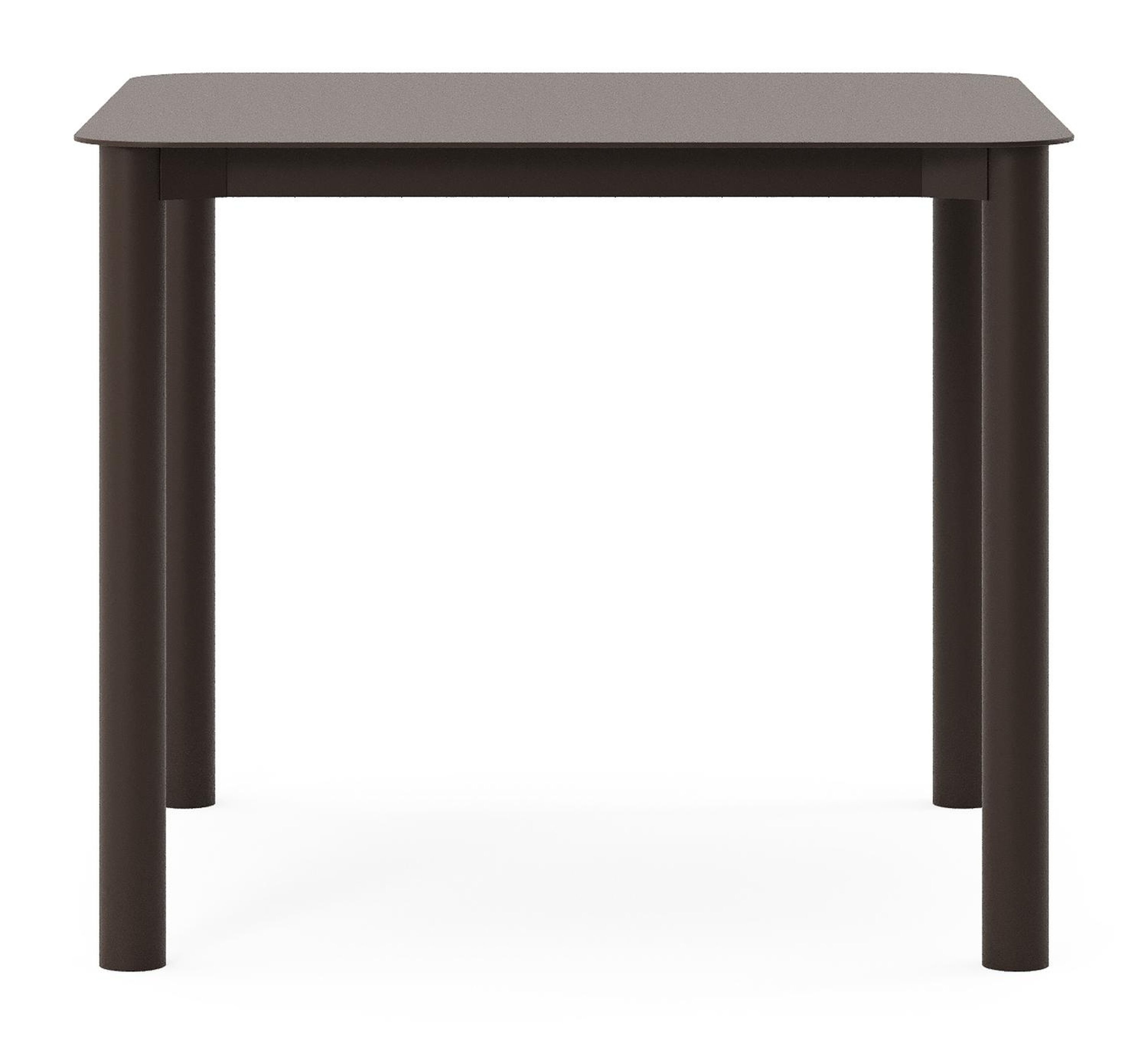 Table de jardin rectangulaire Orso arrondie en aluminium brun foncé - Lg. 90 x Lrg. 90 x Haut. 75 cm