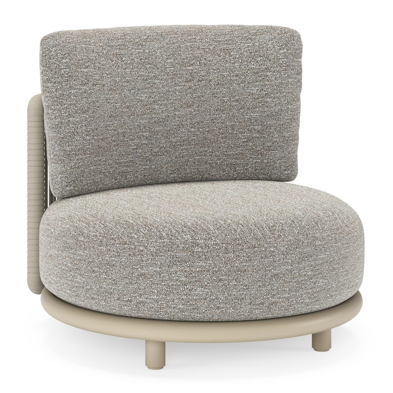 Lomano loungestoel in beige aluminium en beige verticaal geweven luxe vlakke rope met Tundra Pepper all weather sunbrella® luxe