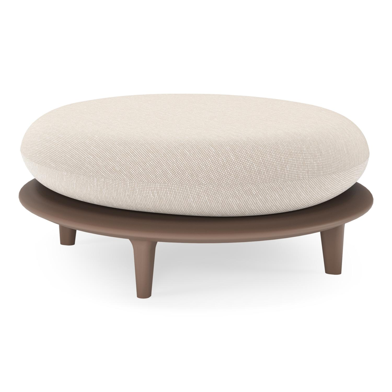 Bomero poef in taupe aluminium met slow farafra all weather sunbrella® luxe kussen