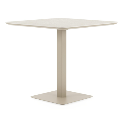 Fano kantelbare tuintafel afgerond vierkant in beige aluminium en volkeramiek Shilin L 80 x B 80 x H 72.50 cm x H 72.50 cm