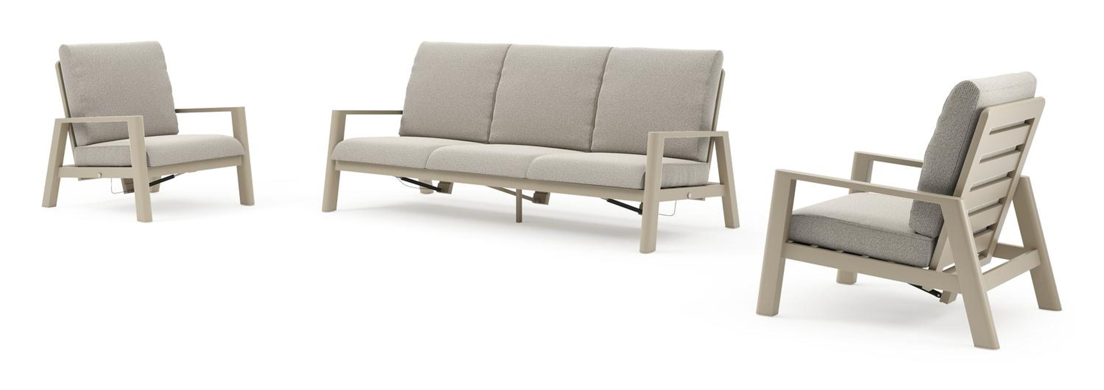 Cirello loungeset in beige aluminium met firenze sand all weather solica kussen