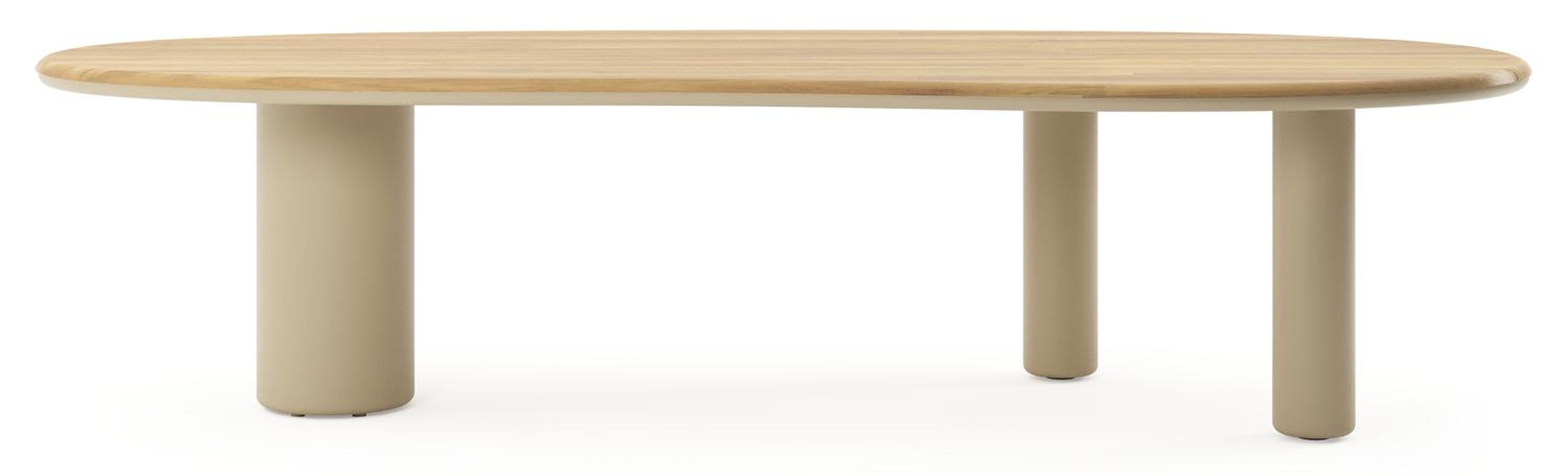 Amico tuintafel organisch in beige aluminium en teak - L 320 x B 145 x H 74 cm