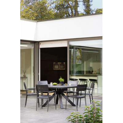 Tora tuintafel rond in zwart aluminium en sintered stone zwart - Dia. 140 cm