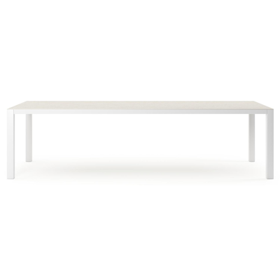 Table de jardin Como en aluminium blanc et céramique pleine shilin - Lg 280 x Larg. 110 x H 75 cm