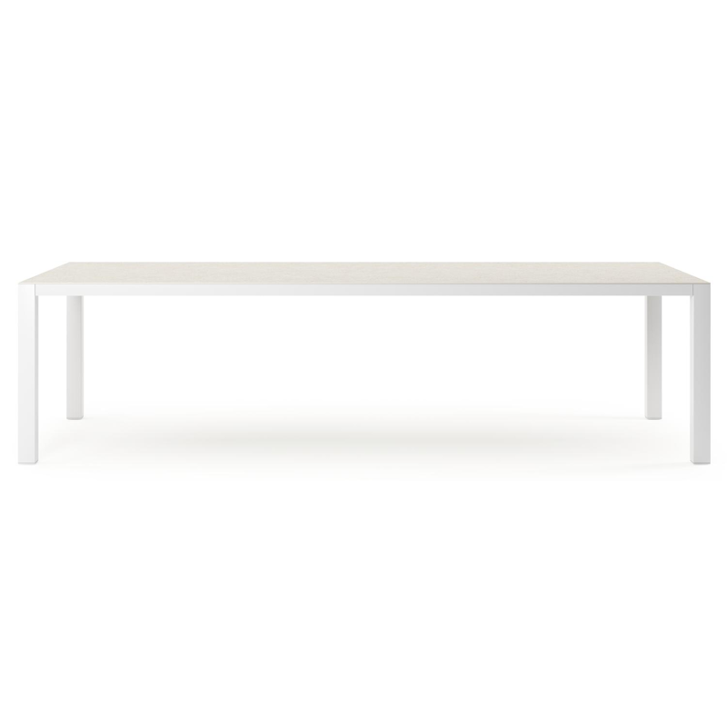 Como tuintafel in wit aluminium en volkeramiek shilin - L 280 x B 110 x H 75 cm