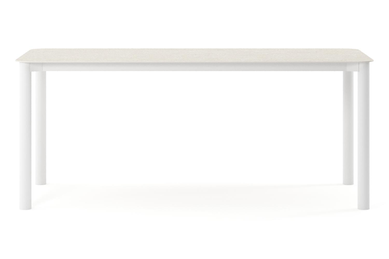 Orso tuintafel rechthoekig afgerond in wit aluminium en volkeramiek Shilin - L 200 x B 80 x H 74.5 cm